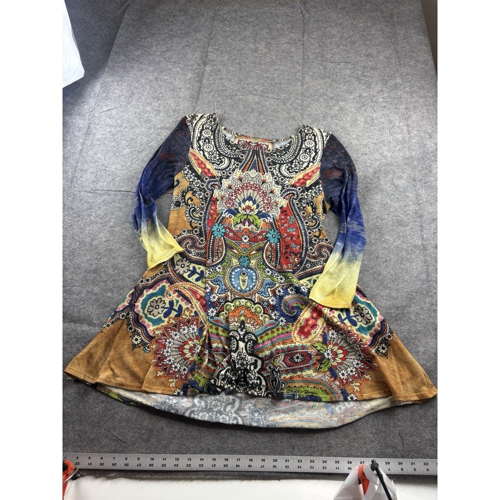 VTG Amma Design Made LA Womens M Multicolor Geometric Tunic Trapeze Artsy Hippie